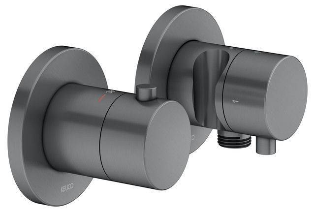 KEUCO Edition 400 Thermostatarmatur Set für 2 Verbraucher, mit Schlauchanschluss/Brausehalter