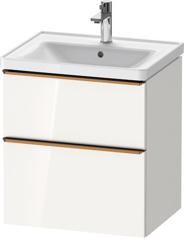 Duravit D-Neo Waschtischunterbau wandhängend mit Möbelgriff Bronze gebürstet