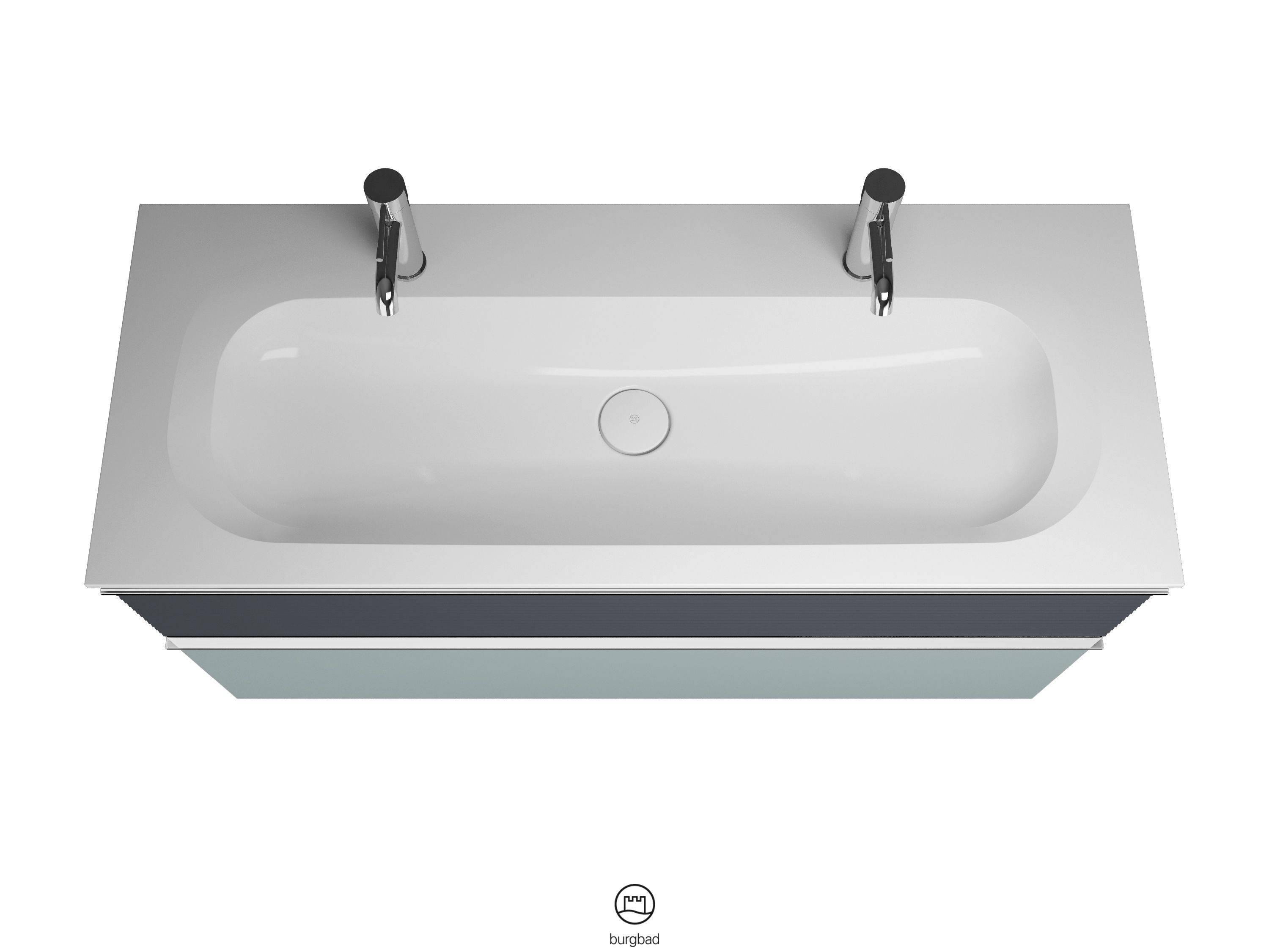 burgbad Fiumo Waschtisch mit Waschtischunterschrank Eisblau Softmatt/graphit softmatt