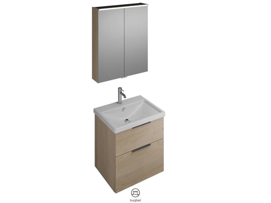 burgbad Eqio SFAN065 Badmöbel-Set mit Spiegelschrank SPGS065 + SEYQ063
