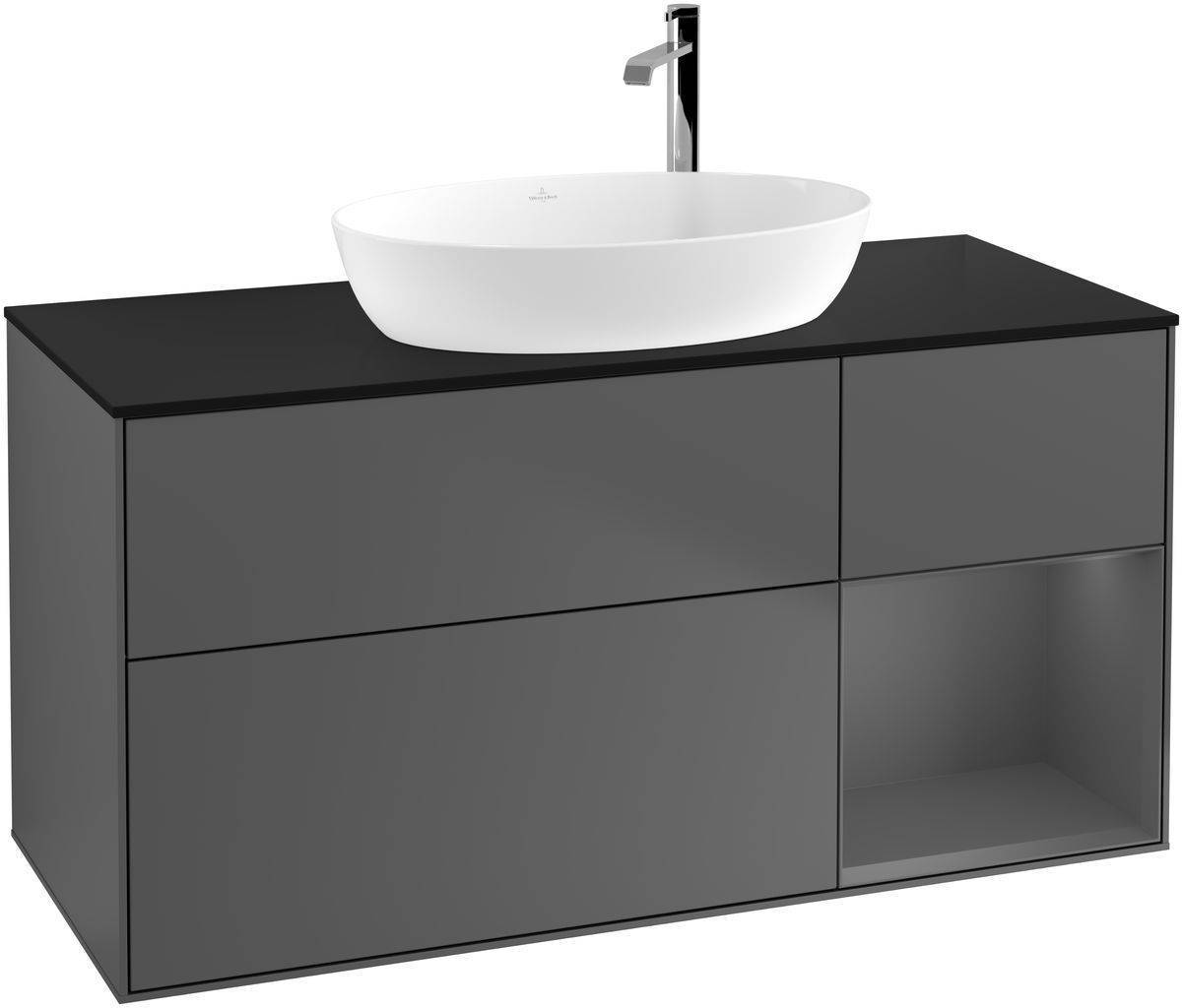 Villeroy & Boch Finion Waschtischunterschrank 1200 x 603 x 501mm, Abdeckplatte schwarz matt