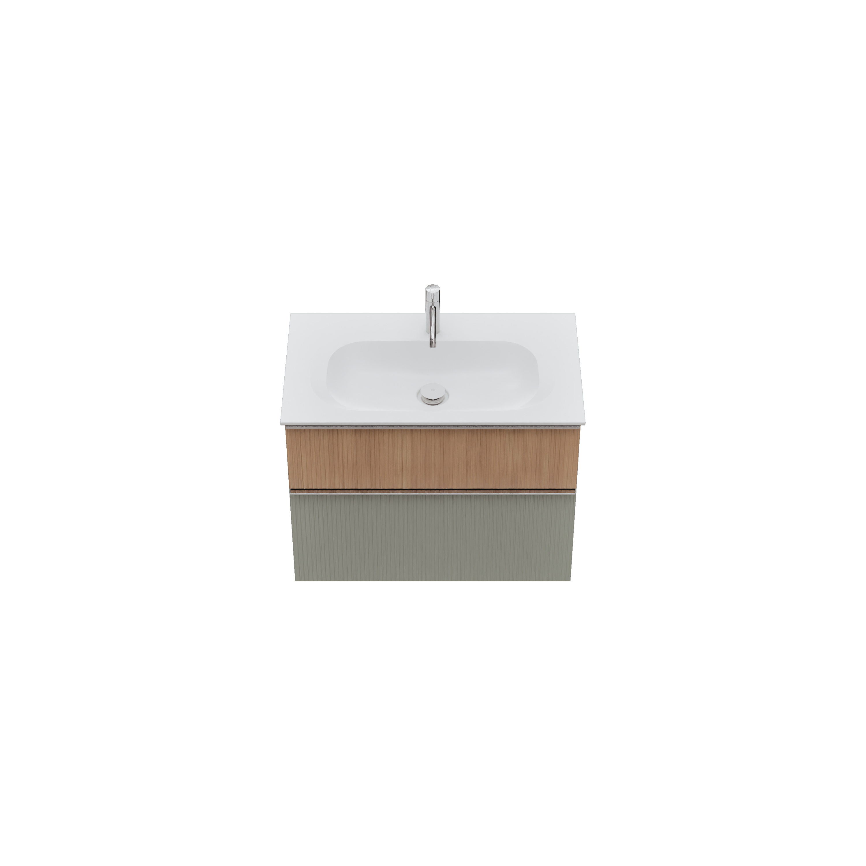 burgbad Fiumo 2.0 Badmöbel-Set 820mm Rauchgrün Softmatt, Griff Chrom G0146