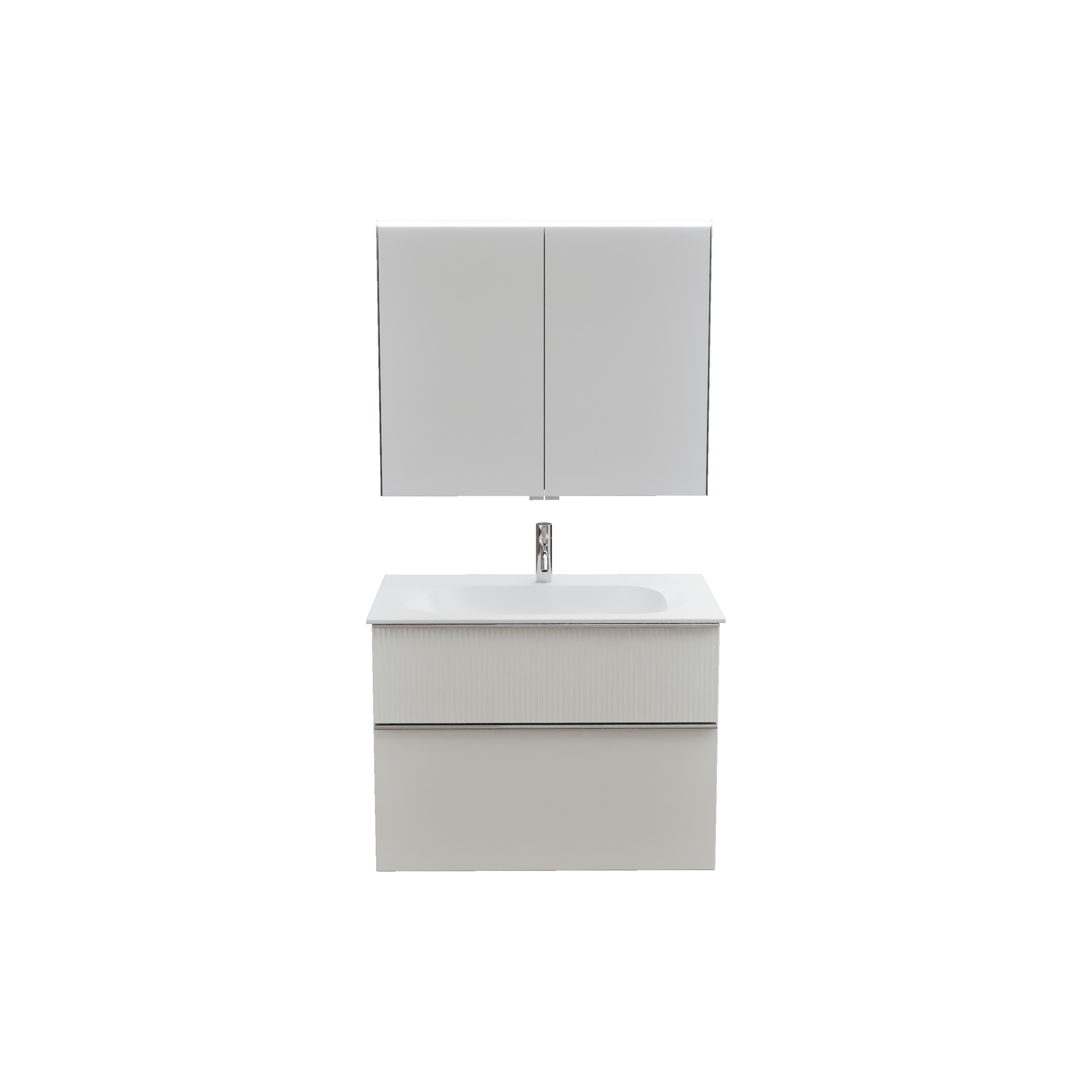 burgbad Fiumo 2.0 Badmöbel-Set 820mm Veloursgrau Softmatt, Griff Chrom G0146