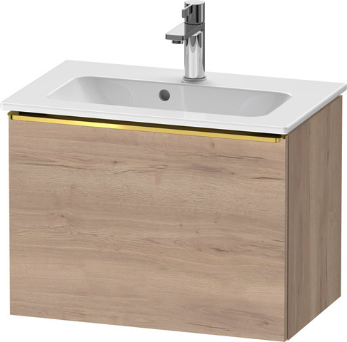 Duravit D-Neo Waschtischunterbau wandhängend mit Möbelgriff Gold poliert