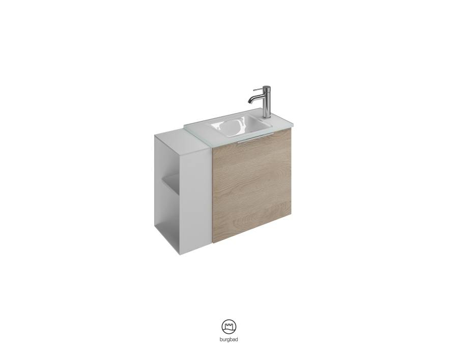 Eqio SFPH071 Waschtischkombination, Glas Waschtisch mit Unterschrank