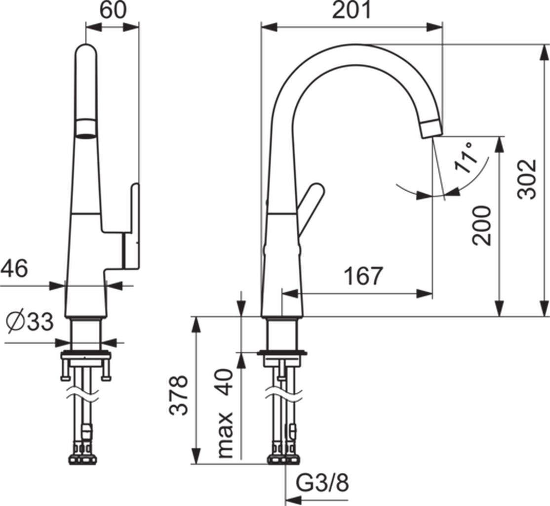Designo Style Einhebel-Waschtischmischer ohne Ablaufgarnitur