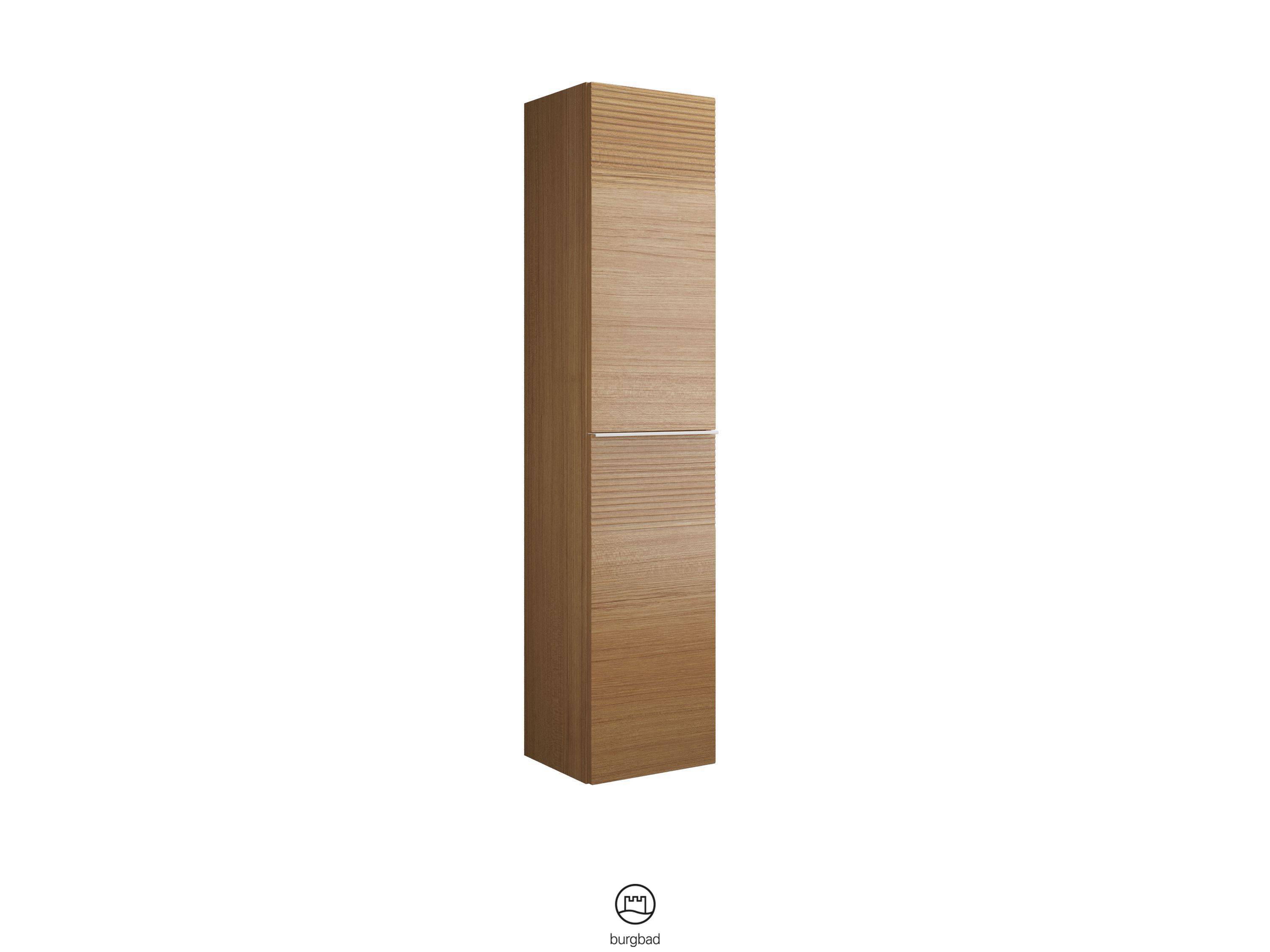 burgbad Fiumo Hochschrank mit Plisseestruktur 1600x350x320 Tectona Dekor Zimt