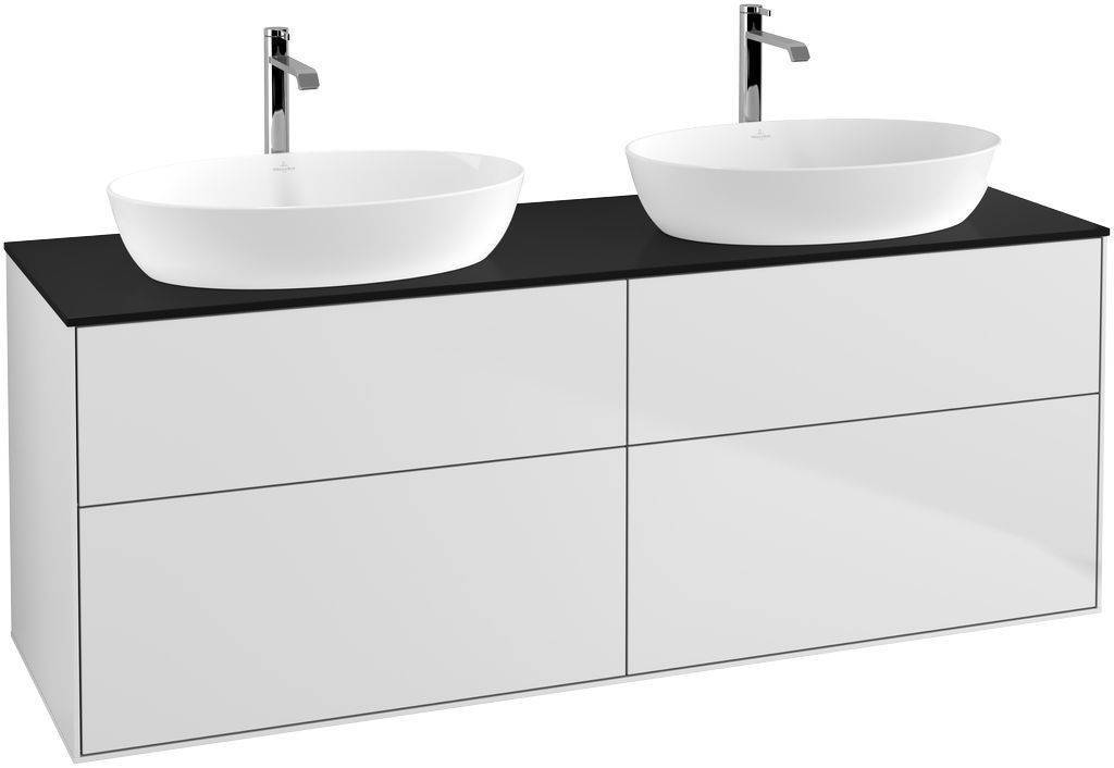 Villeroy & Boch Finion Waschtischunterschrank 1600 x 603 x 501mm, Abdeckplatte schwarz matt