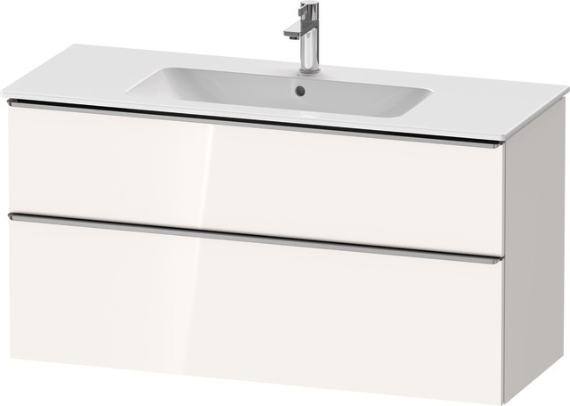Duravit D-Neo Waschtischunterbau wandhängend mit Möbelgriff Edelstahl gebürstet