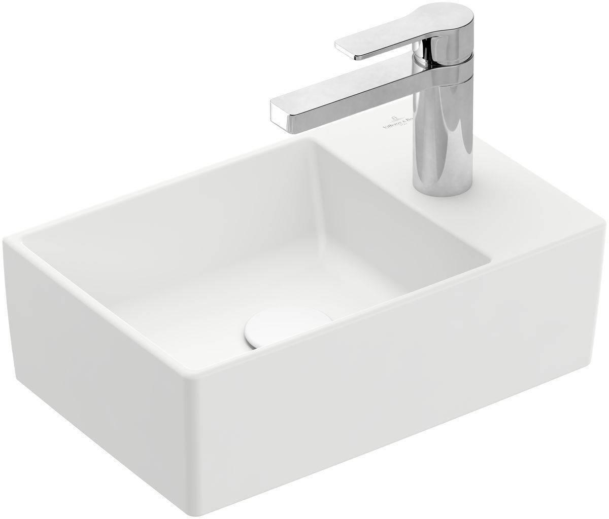 Villeroy & Boch Memento 2.0 Handwaschbecken, Unterseite geschliffen, mit Hahnloch, ohne Überlauf