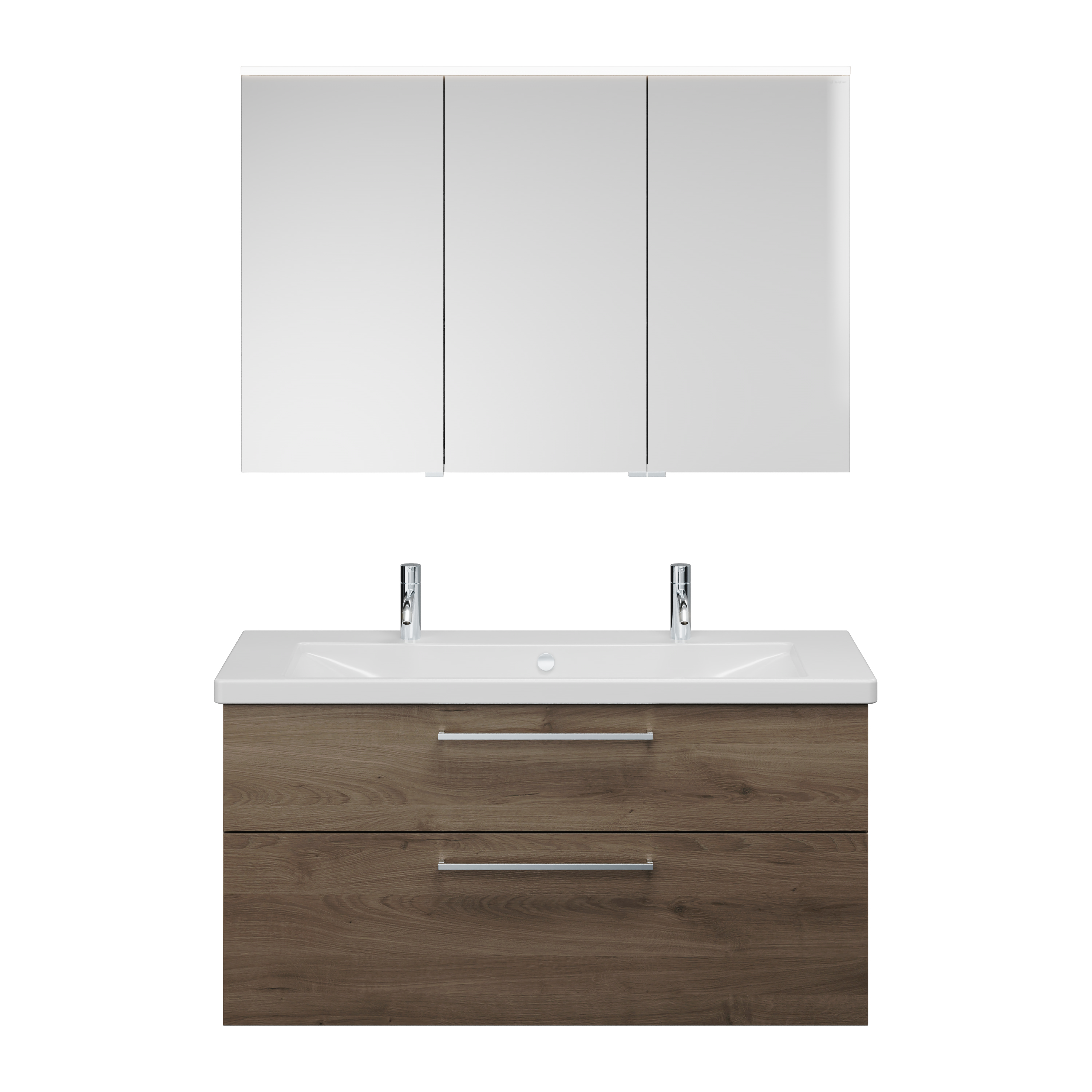burgbad Eqio Badmöbel-Set SFAO123R Eiche Dekor Caramel/Alpinweiss