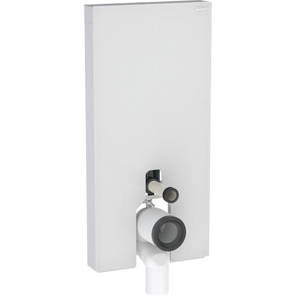 Geberit Monolith Sanitärmodul für Stand-WC 101cm, Glas weiß / Aluminium gebürstet