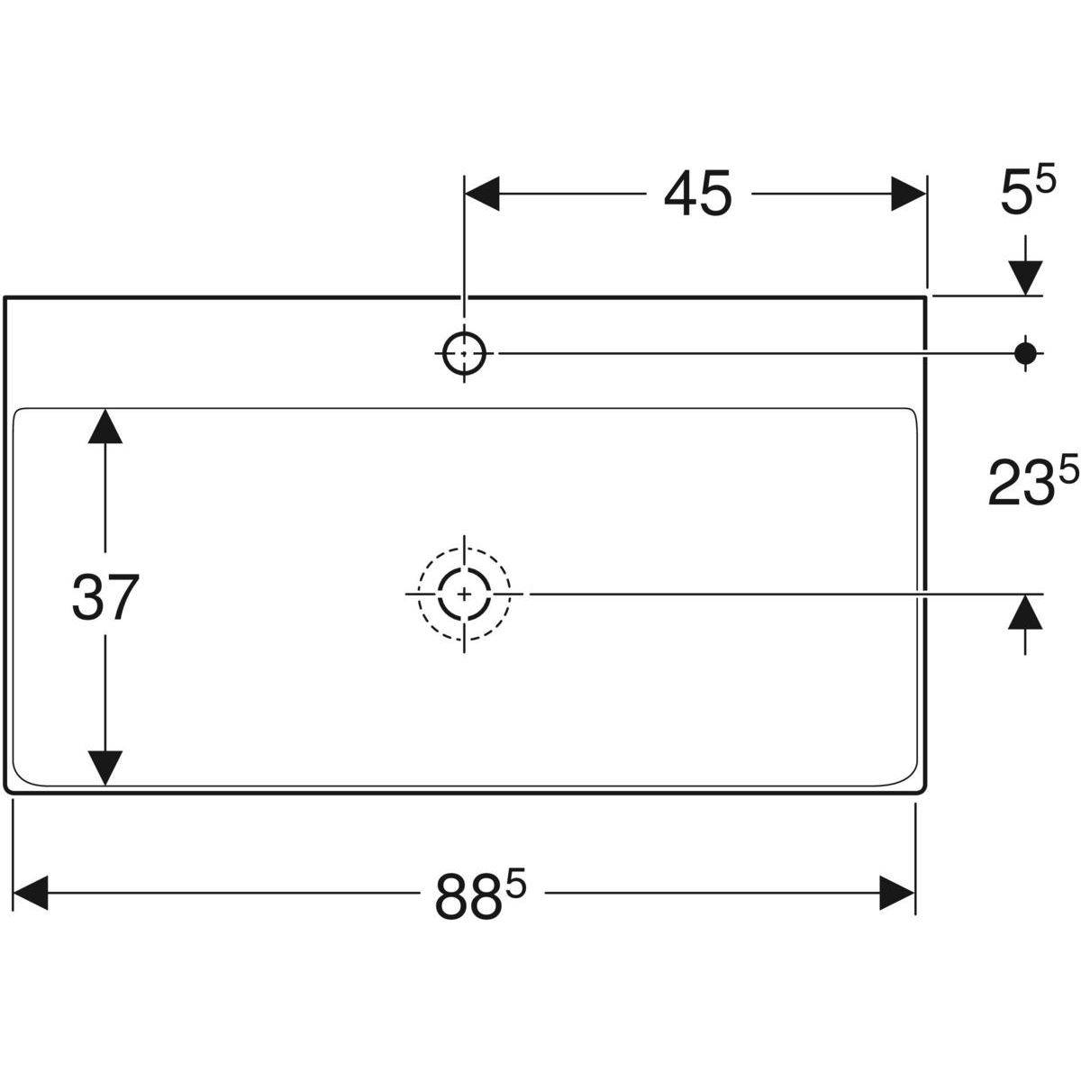 One Waschtisch 90cm, Abgang vertikal