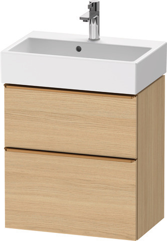 Duravit D-Neo Waschtischunterbau wandhängend mit Möbelgriff Bronze gebürstet