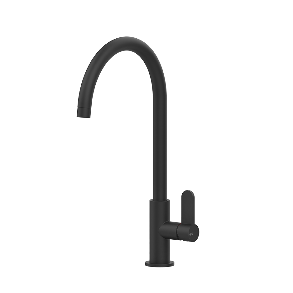 Gessi HELIUM Einhebel-Küchenmischer mit Schwenkarm schwarz matt