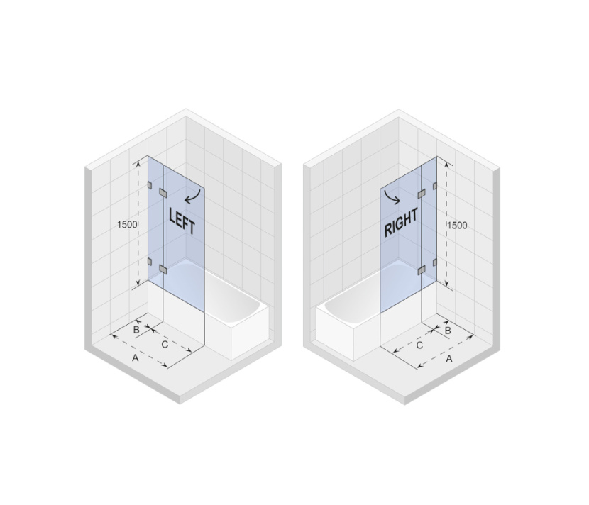 Scandic NXT X109V Badewannen-Duschabtrennung Modell links, nach außen drehbar