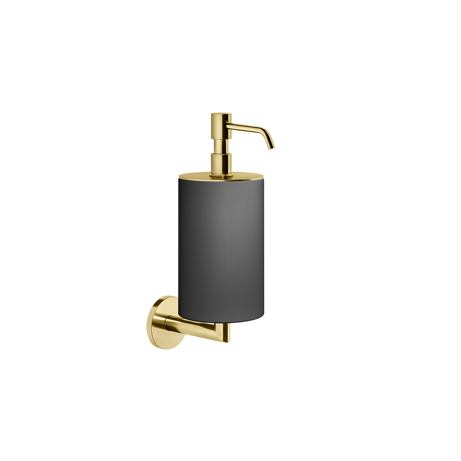 TONDO Seifenspender mit Becher schwarz,  gold pvd