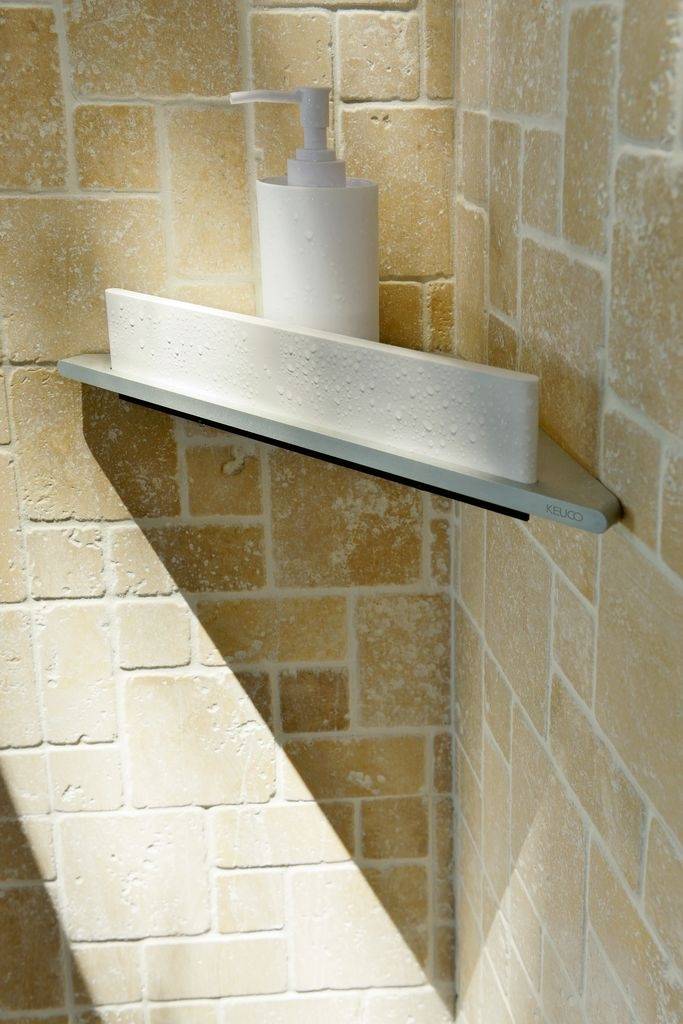 Edition 400 Eckduschablage mit integriertem Glasabzieher