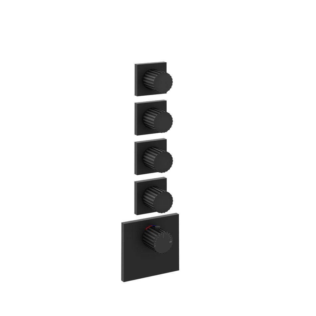 Gessi Incastri Unterputz-Thermostat, 4 Ventile, schwarz matt