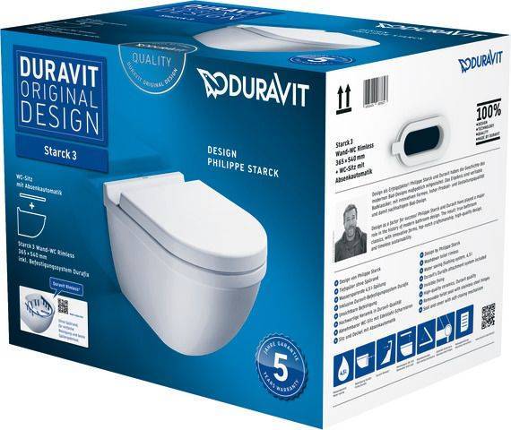 Starck 3 Wand-WC Set (WC Modell 252709) Rimless (spülrandlos)