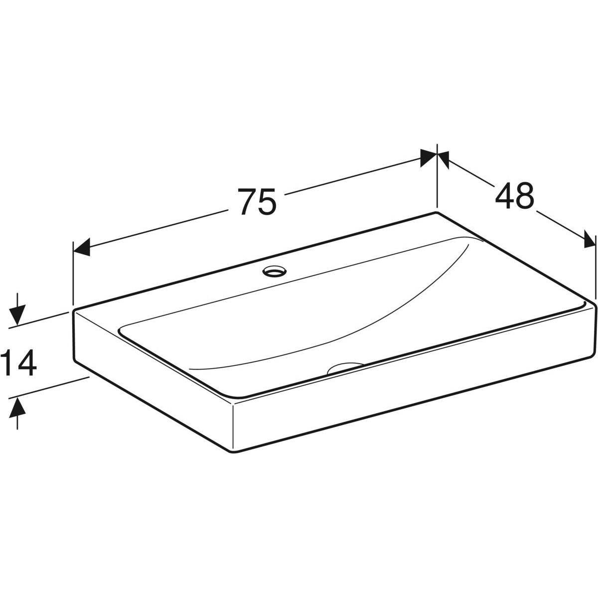One Waschtisch 75cm, Abgang vertikal