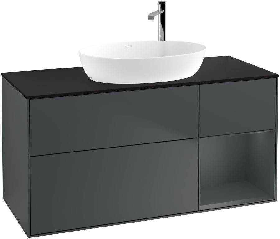 Villeroy & Boch Finion Waschtischunterschrank 1200 x 603 x 501mm, Abdeckplatte schwarz matt