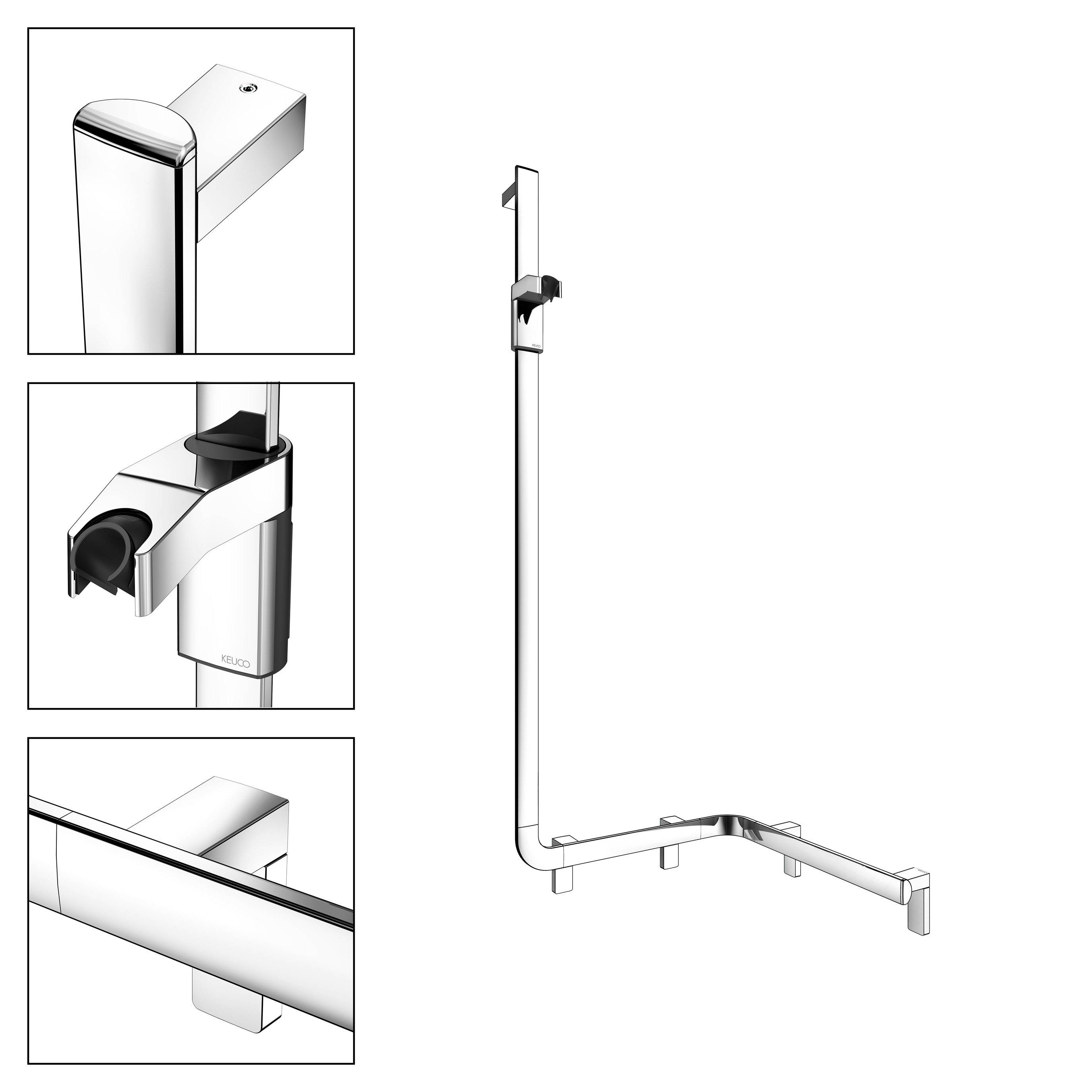 KEUCO AXESS Duschhandlauf 550mm mit Brausestange, linke Ausführung