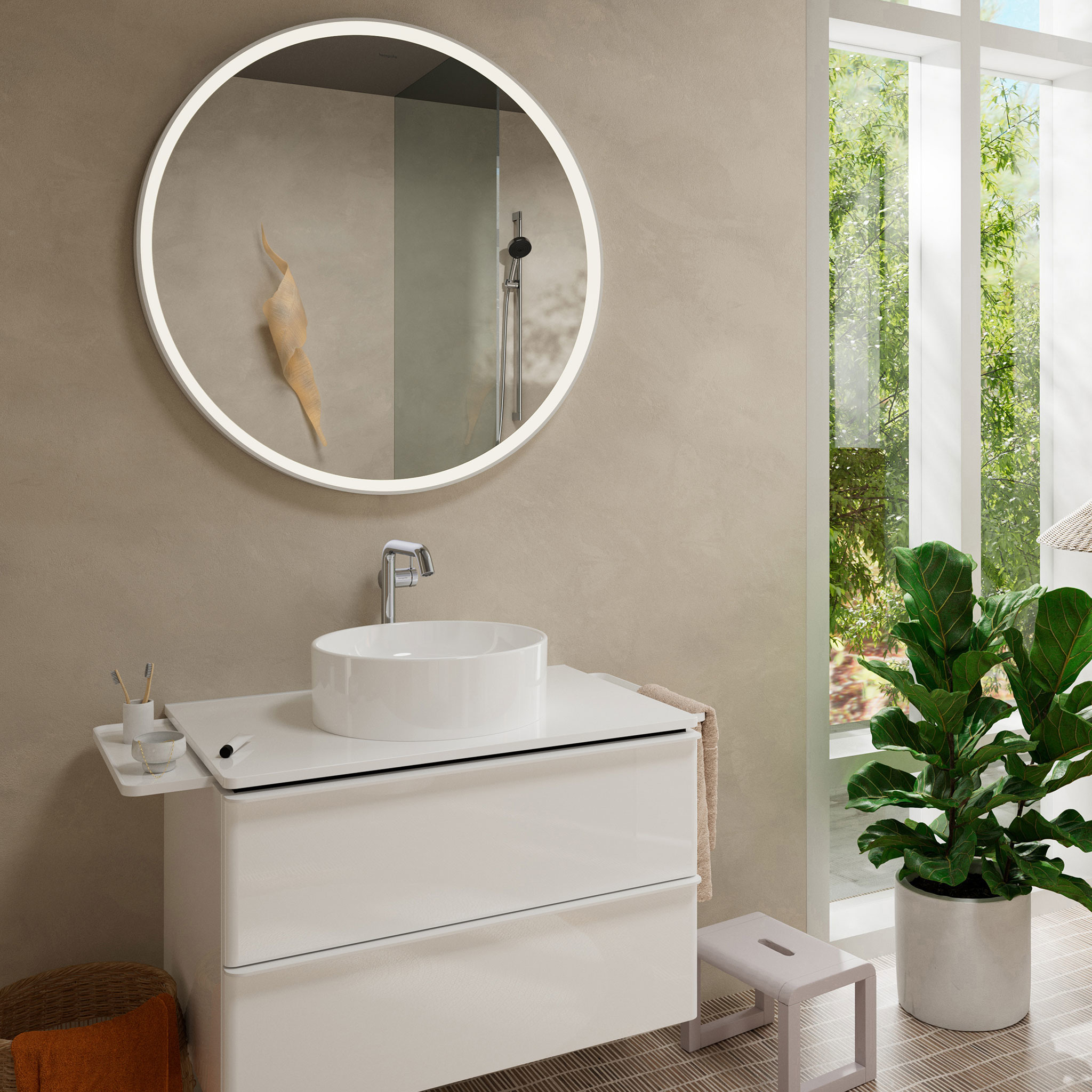 Waschtischmischer Tecturis S 240 Fine CoolStart  mit Push-Open Ablaufgarnitur