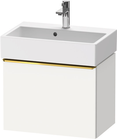 Duravit D-Neo Waschtischunterbau wandhängend mit Möbelgriff Gold poliert