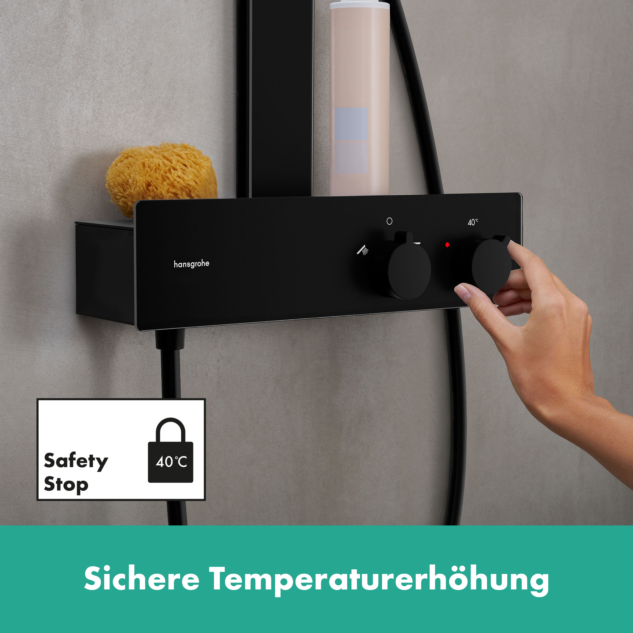 Rainfinity Showerpipe 1jet with thermostat, shower head 250mm