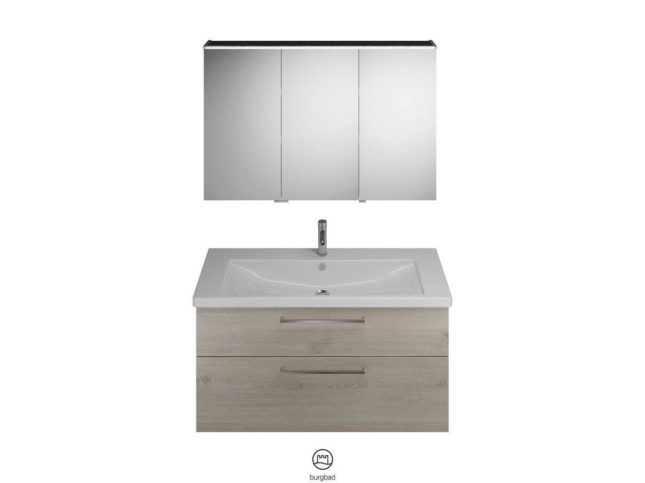 burgbad Eqio SFAN123 Badmöbel-Set mit Spiegelschrank (mittlere Tür Anschlag rechts) SPGS120 + SEYQ123
