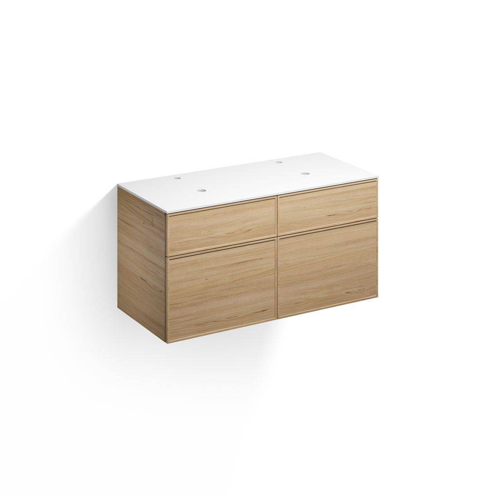 Arkta Möbelmodul Doppelwaschplatz, 120cm, mit Hahnloch, vier Schubladen