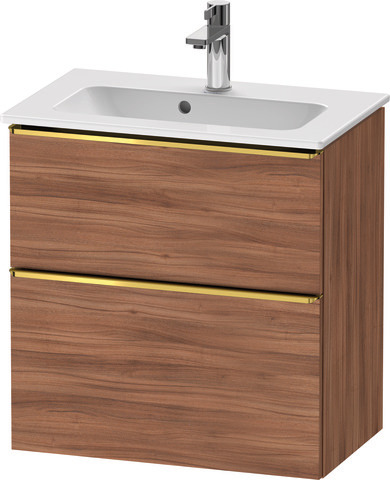 Duravit D-Neo Waschtischunterbau wandhängend mit Möbelgriff Gold poliert