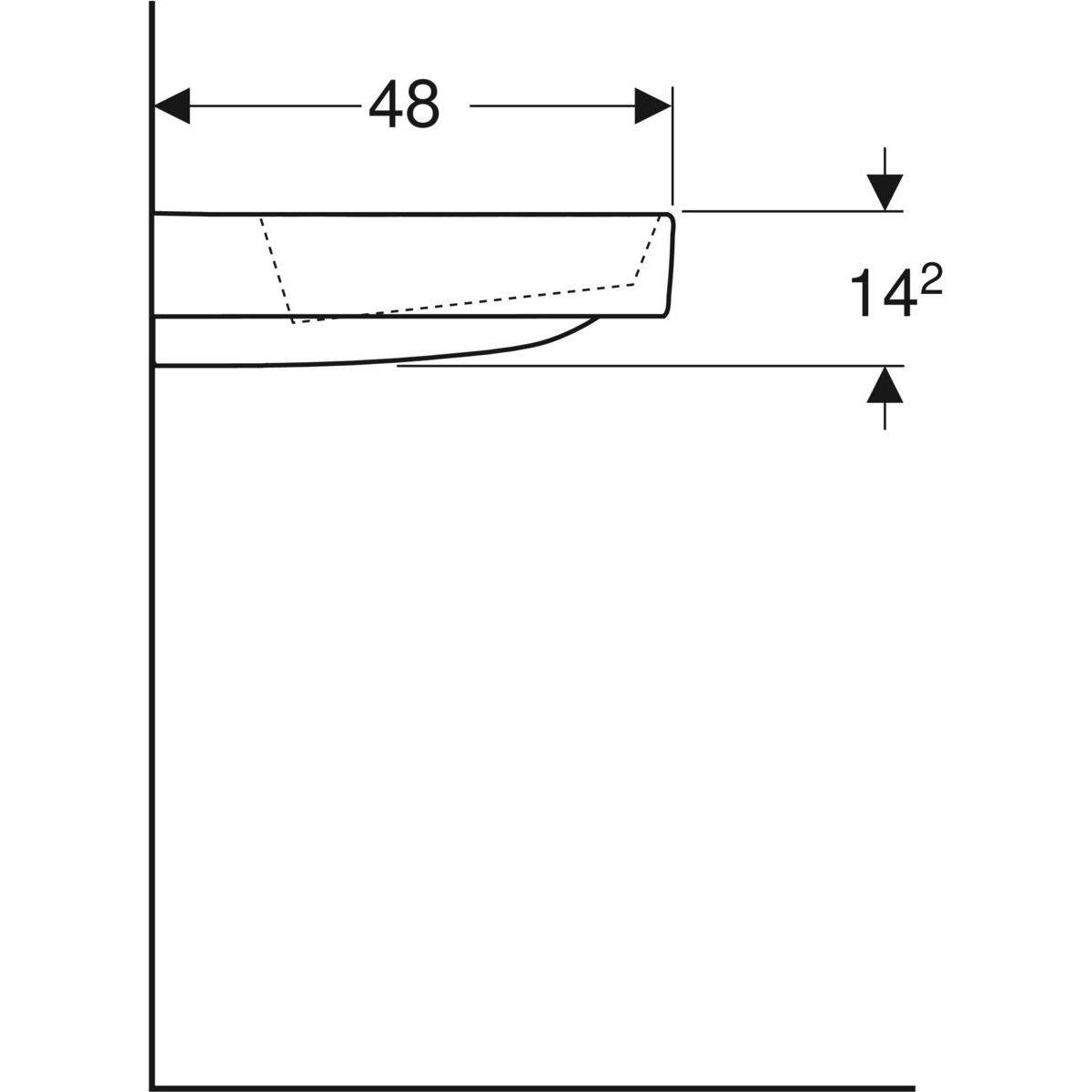 One Waschtisch 90cm, Abgang horizontal