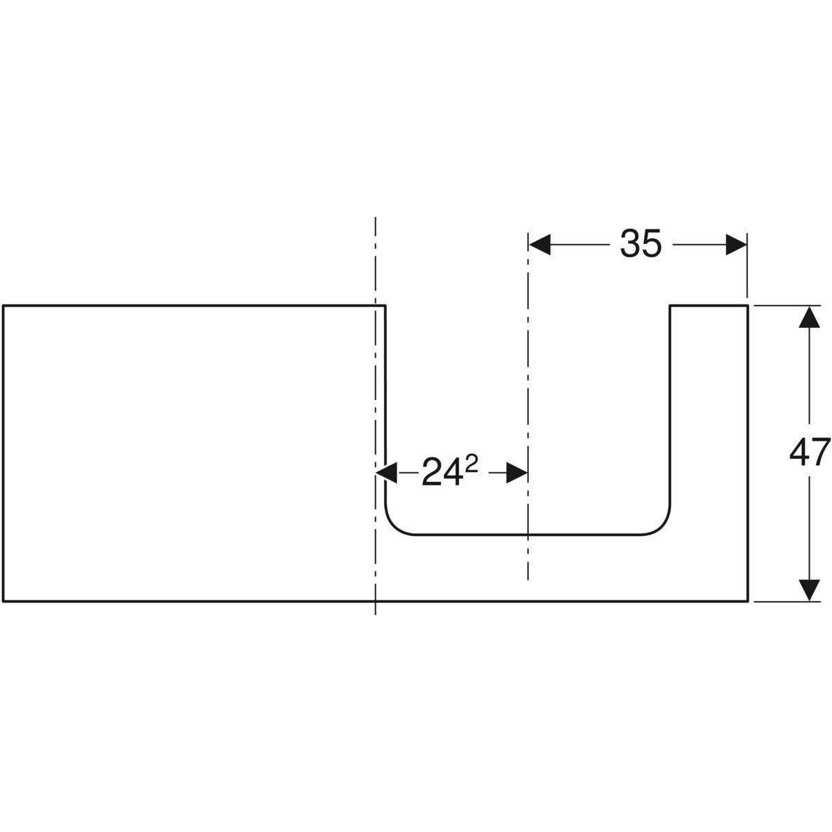 One washbasin plate cutout right, for countertop washbasin, 120cm