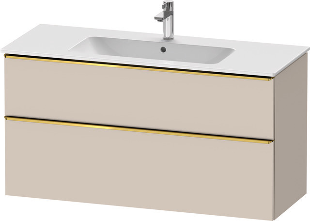 D-Neo Waschtischunterbau wandhängend mit Möbelgriff Gold poliert
