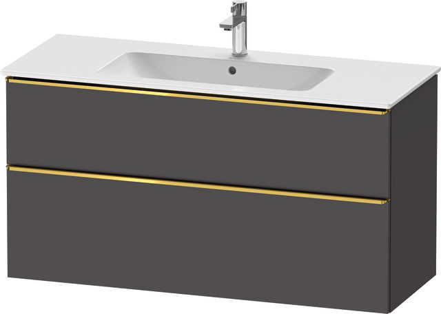 Duravit D-Neo Waschtischunterbau wandhängend mit Möbelgriff Gold poliert