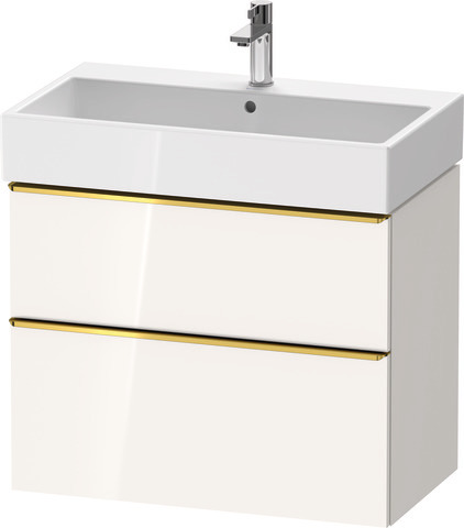 Duravit D-Neo Waschtischunterbau wandhängend mit Möbelgriff Gold poliert