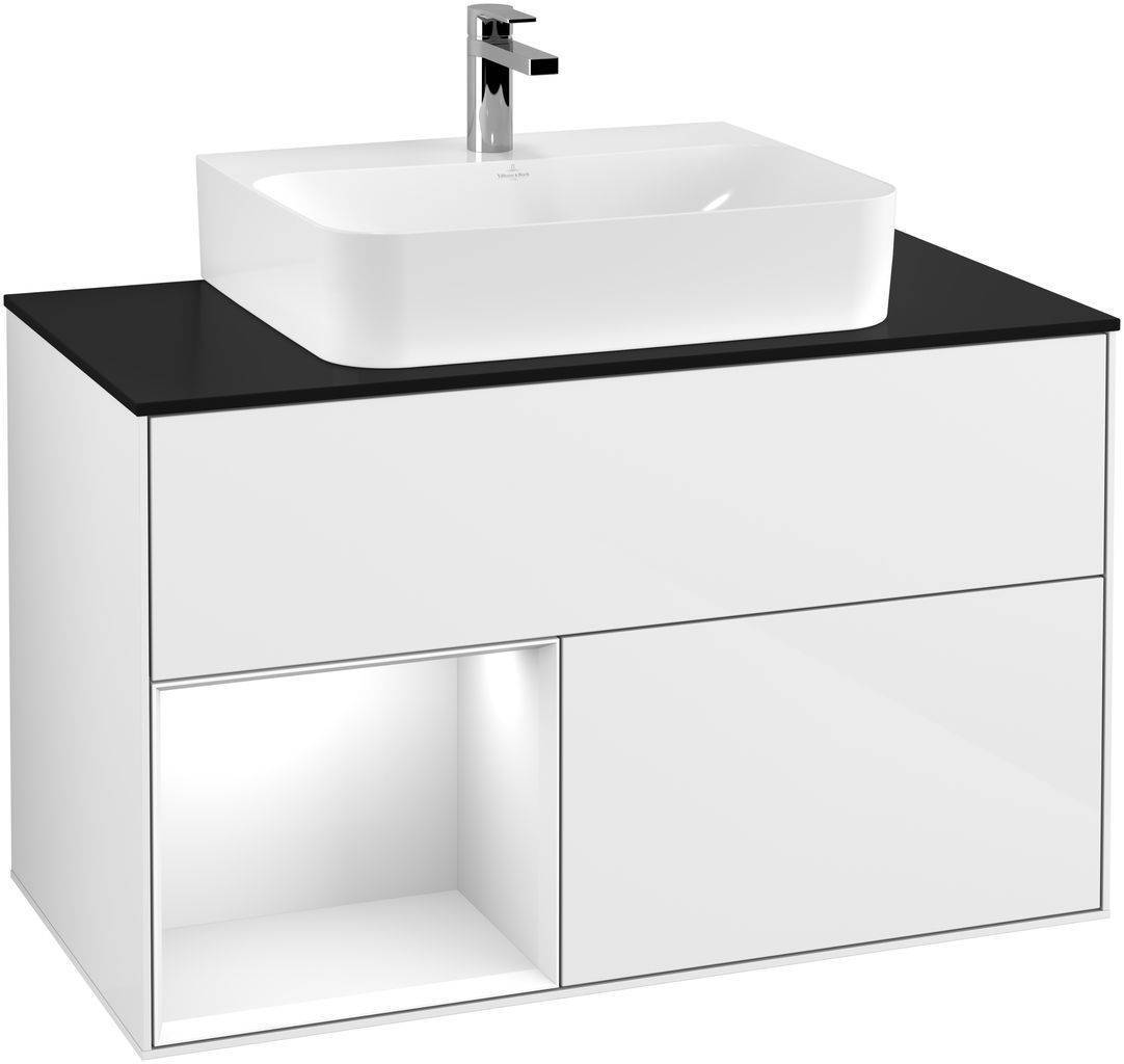 Finion Waschtischunterschrank  1000 x 603 x 501mm, Abdeckplatte schwarz matt