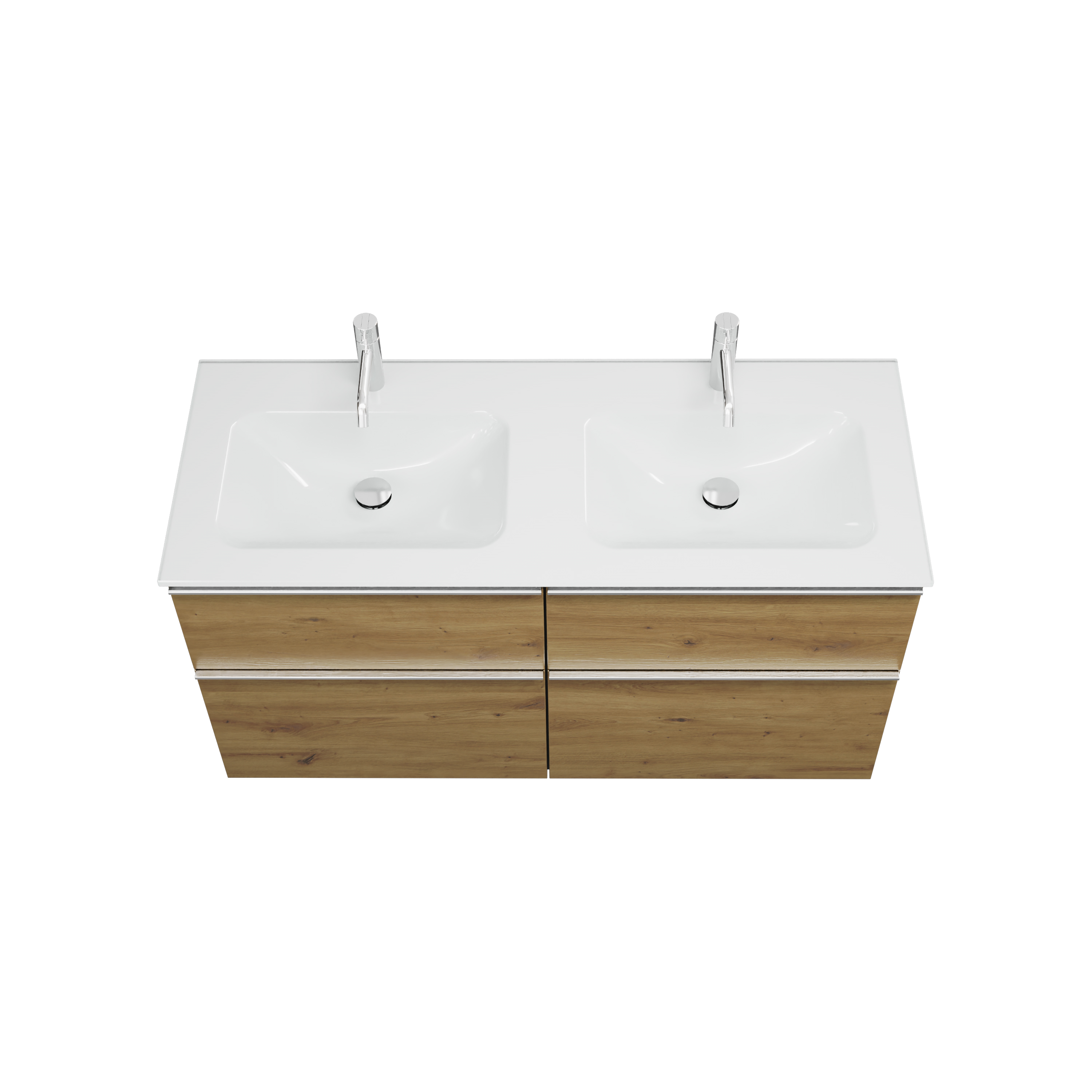 burgbad Eqio Badmöbel-Set SEYY122 mit Glas-Waschtisch, Eiche Dekor Urban/Weiß