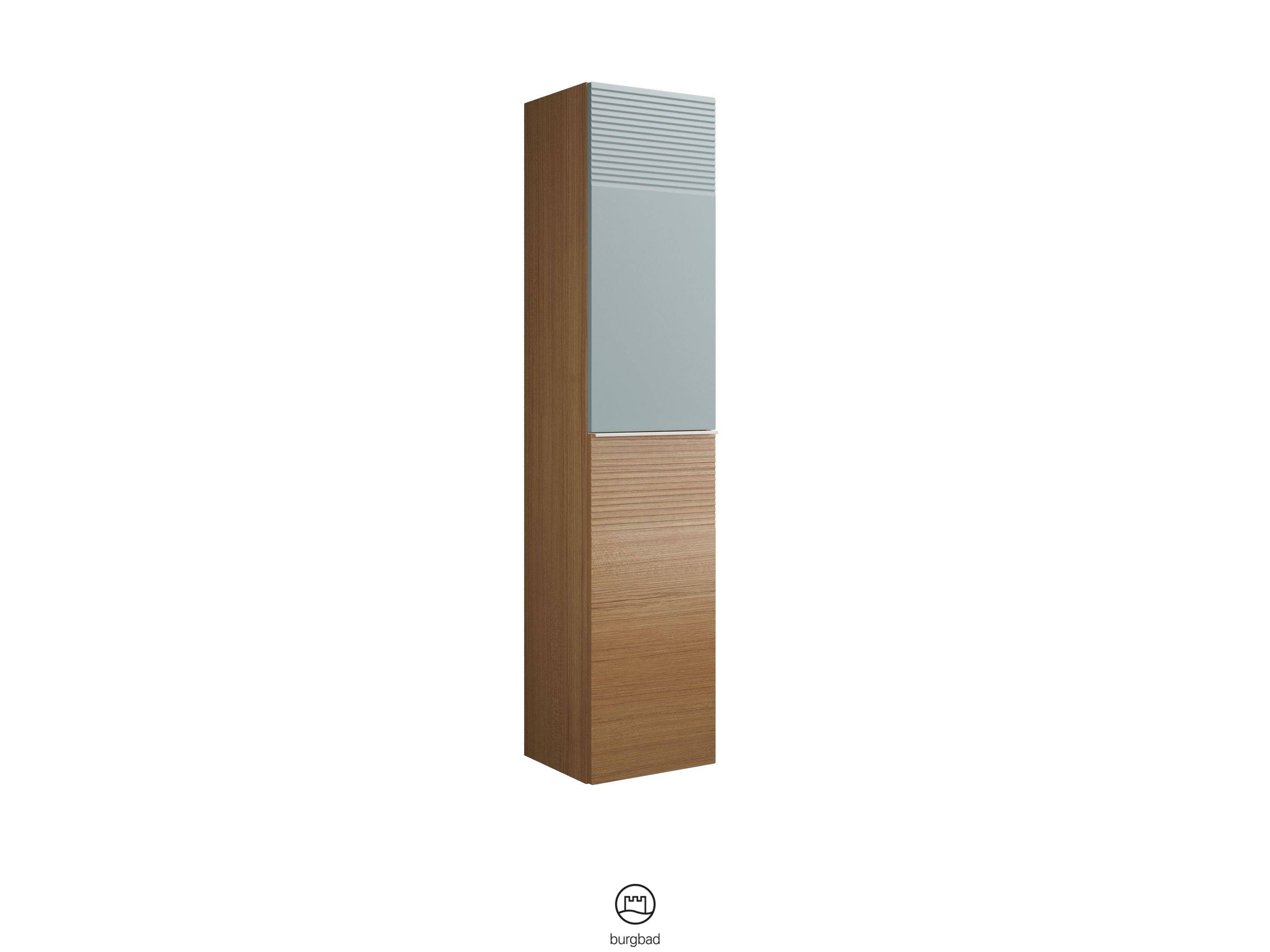 burgbad Fiumo Hochschrank mit Plisseestruktur 1600x350x320 Tectona Dekor Zimt