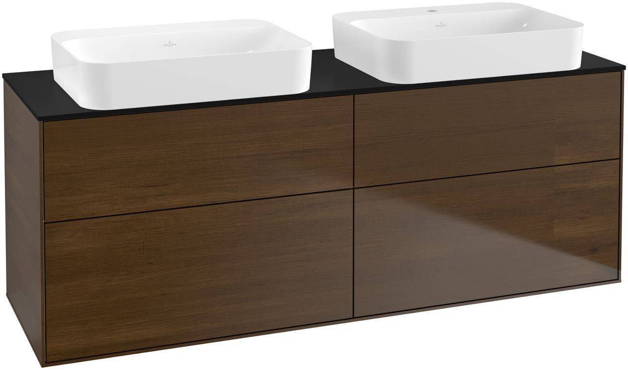 Villeroy & Boch Finion Waschtischunterschrank 1600 x 603 x 501mm, Abdeckplatte schwarz matt