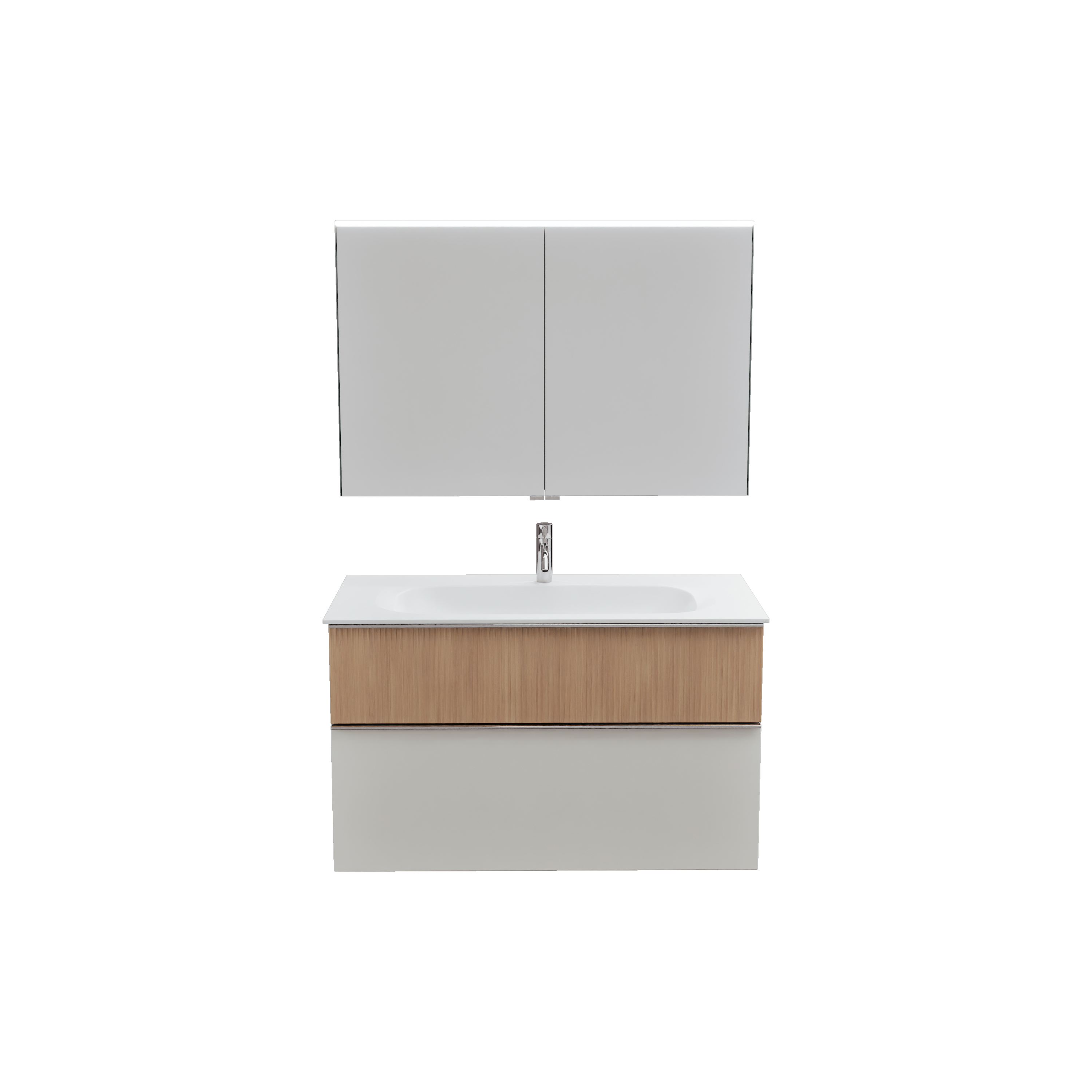 burgbad Fiumo 2.0 Badmöbel-Set 1020mm Veloursgrau Softmatt, Griff Chrom G0146