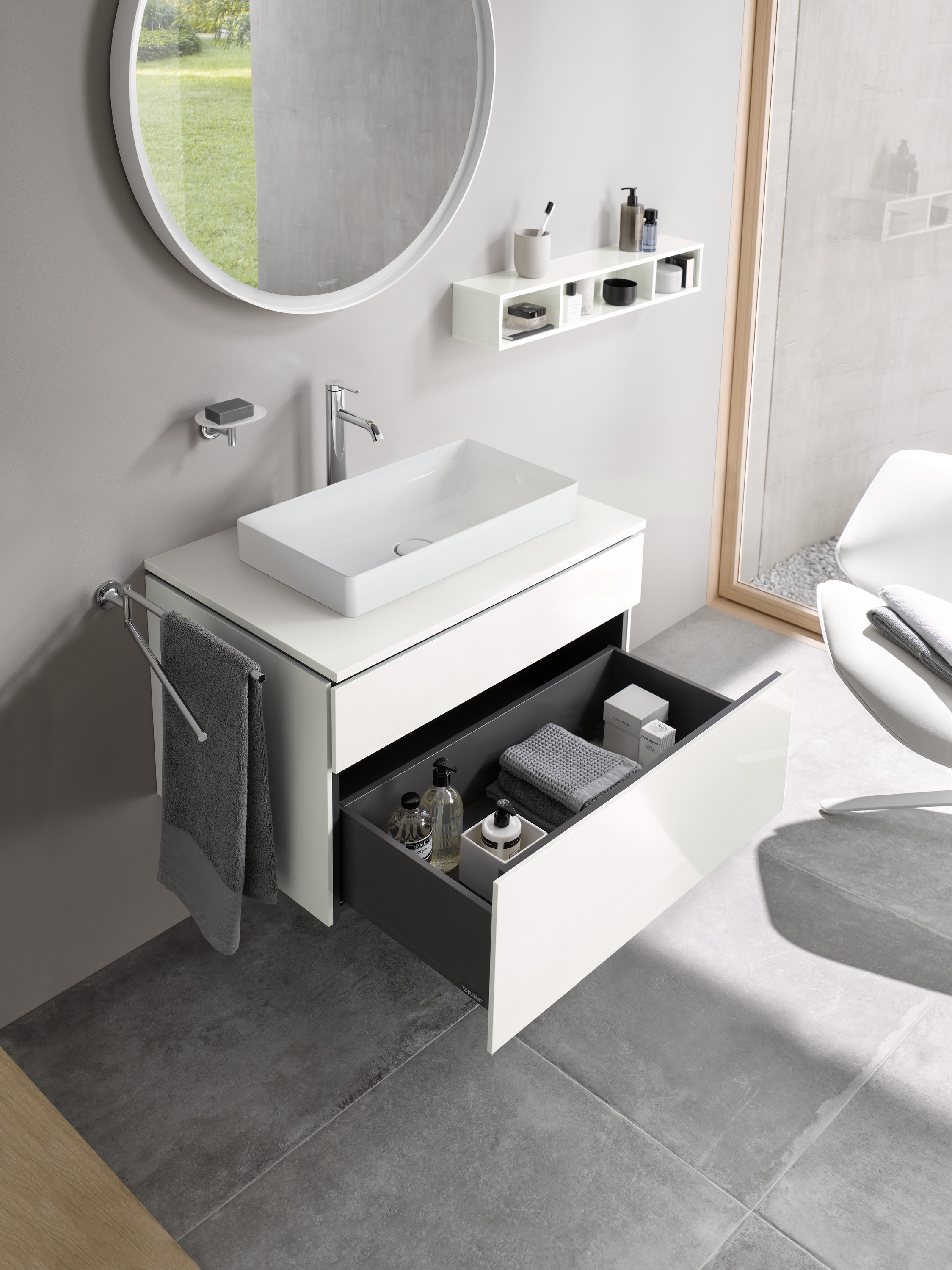 Möbel-Set DuraSquare Aufsatzbecken mit L-Cube Konsolenwaschtischunterbau 82cm