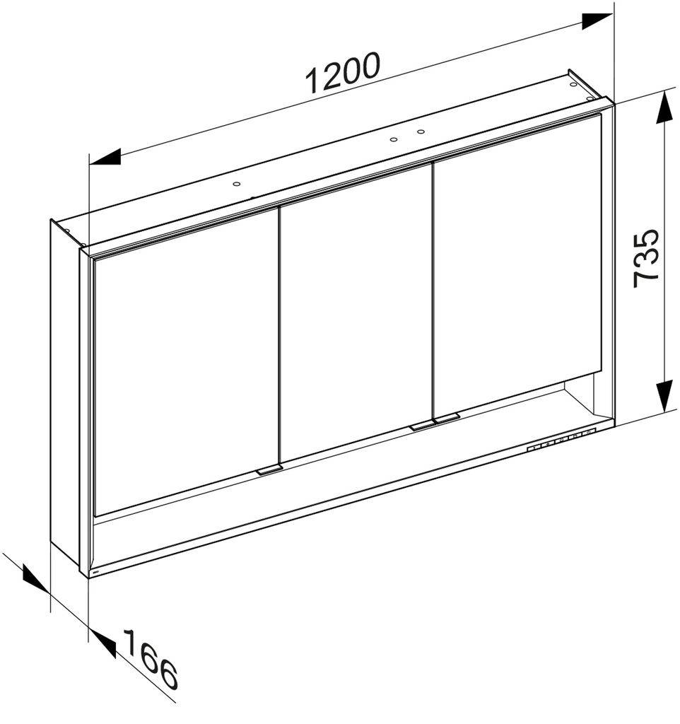 Royal Lumos Aufputz-Spiegelschrank  1200 x 735 x 165mm, DALI steuerbar
