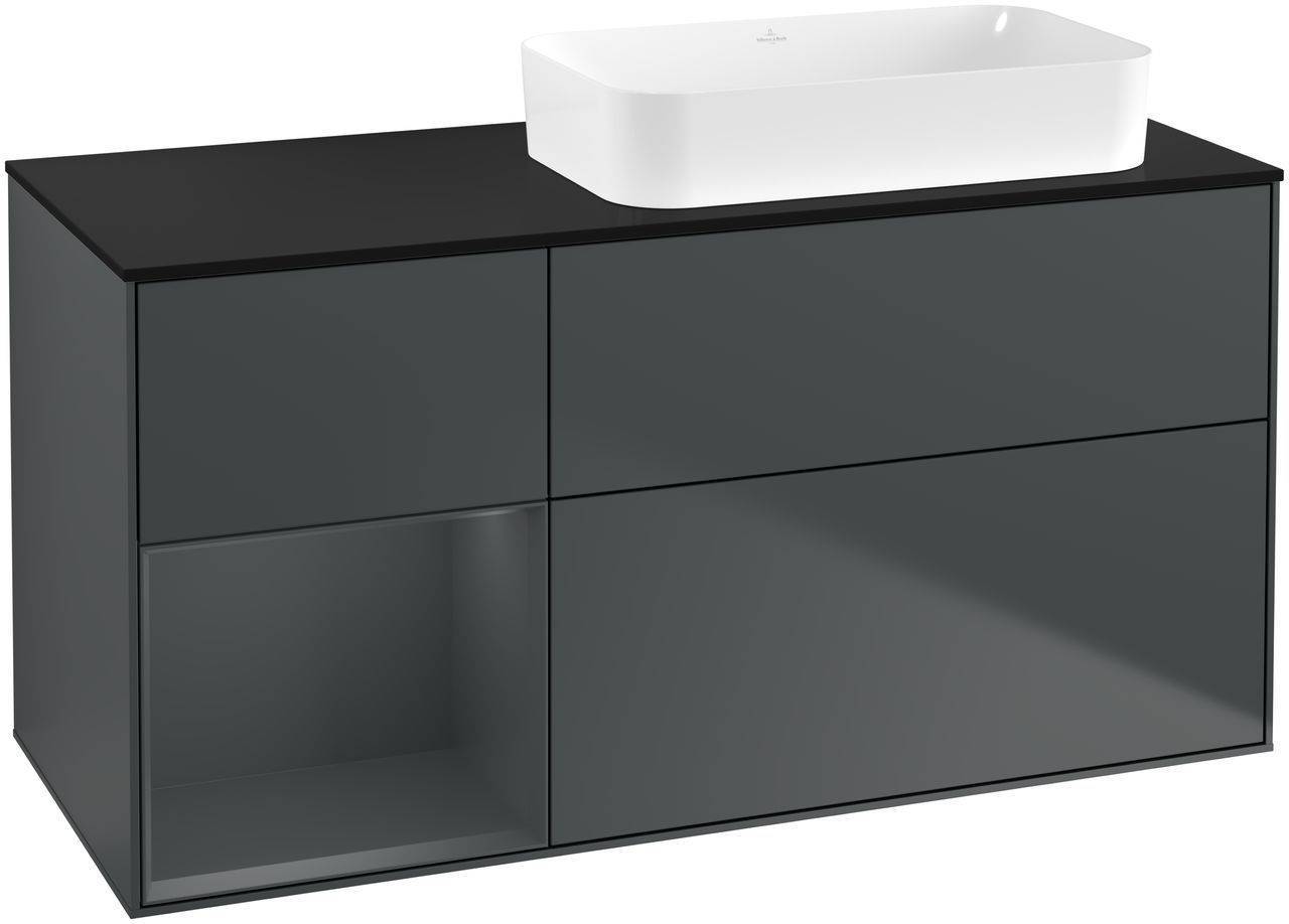 Villeroy & Boch Finion Waschtischunterschrank 1200 x 603 x 501mm, Abdeckplatte schwarz matt