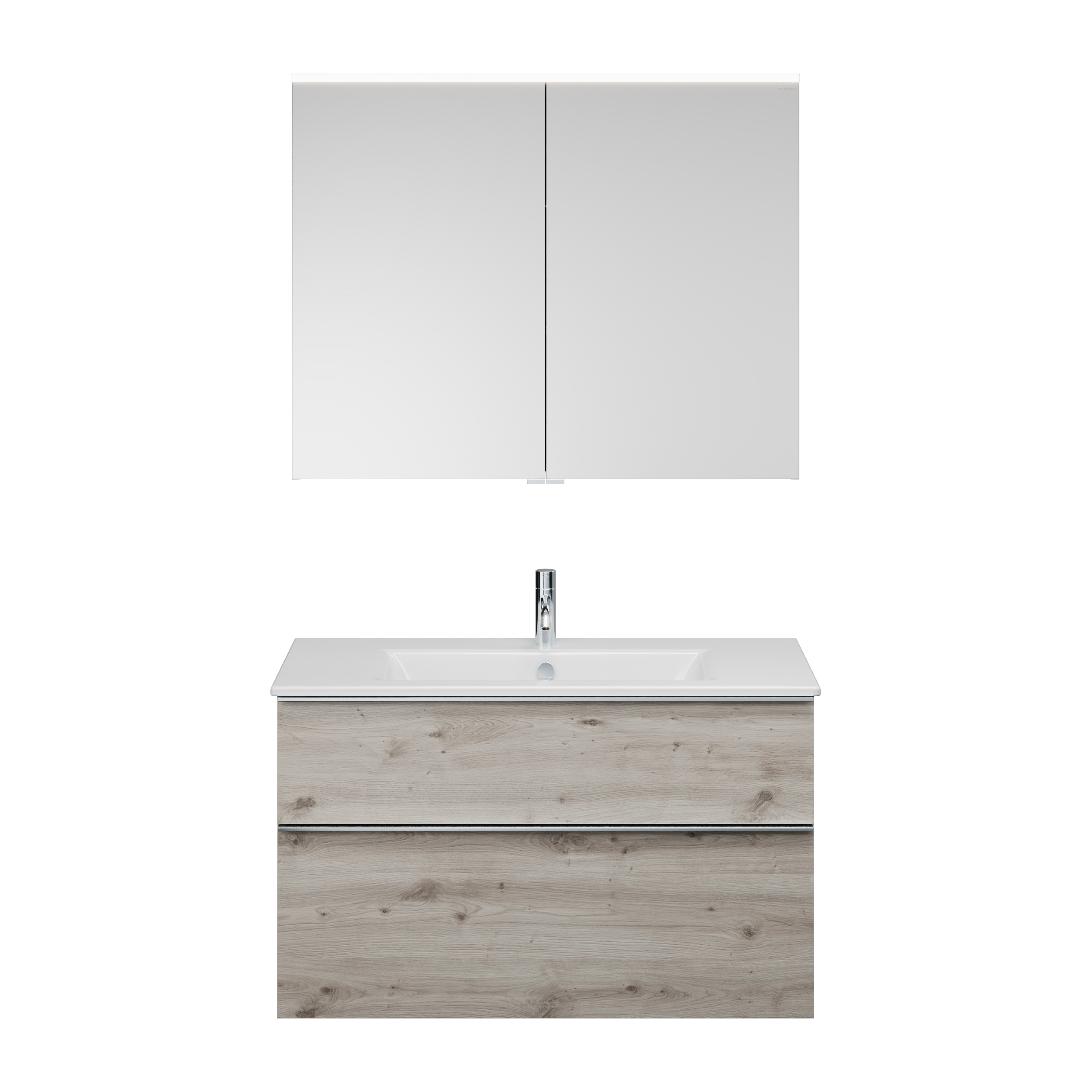 burgbad Eqio Badmöbel-Set SHCP102 Eiche Dekor Silber/Alpinweiss