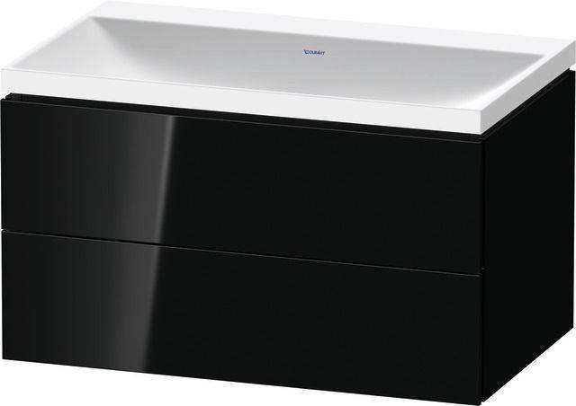 Duravit L-Cube c-shaped Badmöbel-Set 800mm Schwarz Hochglanz Lack