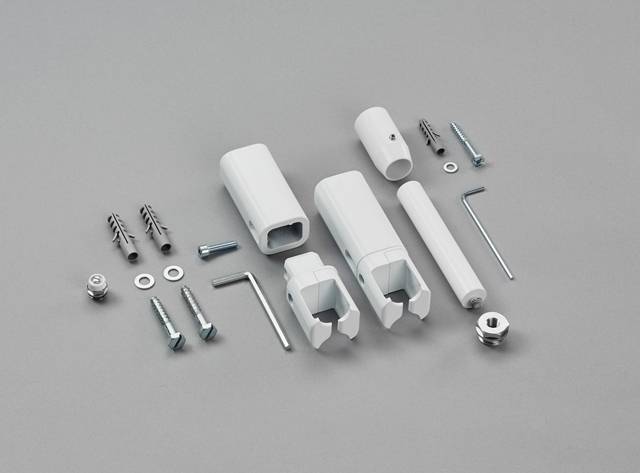 Montageset Raumteiler lang,mit Fußstützte für Zehnder Universal, Weiß