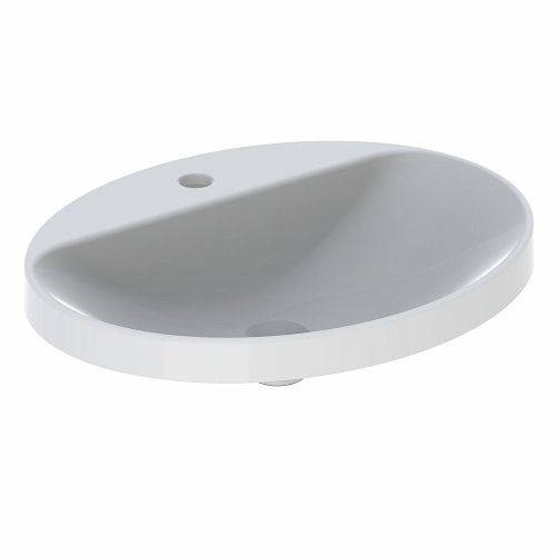 VariForm Einbauwaschtisch, oval, 600 x 480mm, mit Hahnloch, ohne Überlauf